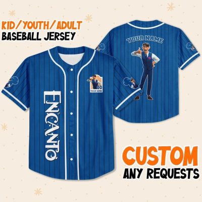 Personalize Agustín Jersey Blue White, The Magical Family Madrigal, Customized Disneyland Jersey, Disney Birthday Jersey Gift For Fans