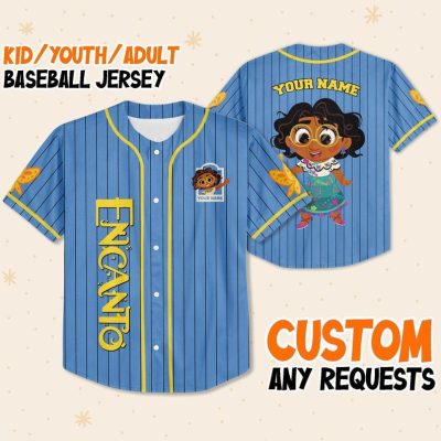 Personalize Mirabel Jersey Blue Yellow, The Magical Family Madrigal, Customized Disneyland Jersey, Disney Birthday Jersey Gift For Fans