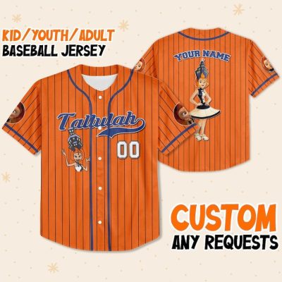 Personalize Tallulah Jersey Orange Blue, Meet The Robinsons Disneyland Family Jersey, Baseball Jersey Team, Birthday Gift For Fans
