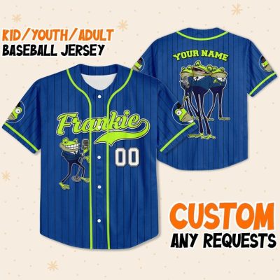 Personalize Frankie Jersey Green Blue, Meet The Robinsons Disneyland Family Jersey, Baseball Jersey Team, Birthday Gift For Fans