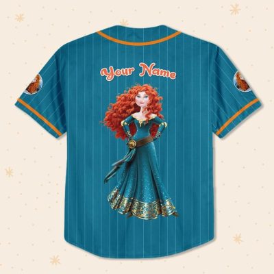 Personalize Princess Merida Blue Dark Orange, Custom Kid Youth Adult Baseball Jersey, Disney Birthday Gift, Cute Gift Disneyland Princess
