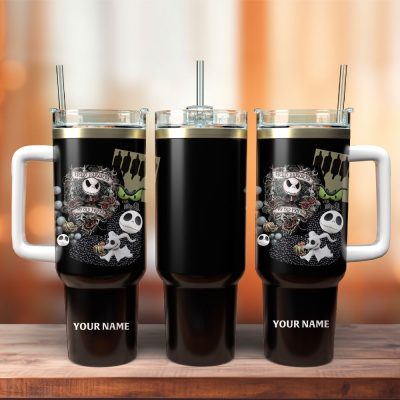 The Nightmare Before Christmas Movie Custom Stanley Quencher 40Oz Stainless Steel Tumbler With Handle