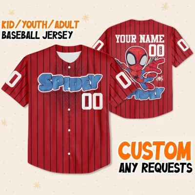 Personalize Spidey And His Amazing Friend, Custom Kid Youth Adult Spiderman Baseball Jersey Outfit, Gift For Spider Fan, Spider Man Birthday