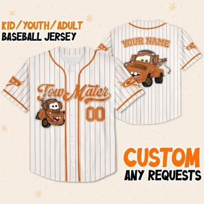 Custom Disney Cars Lightning Tow Mater Baseball, Custom Cars Baseball Jersey Team, Personalized Disney Baseball Team Outfit, Cars Land Tee