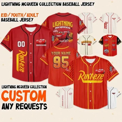 Personalize Disney Cars Lightning Mcqueen Collection Awesome, Custom Adult Kid Youth Baseball Jersey Collection Choose Style, Disney Outfit