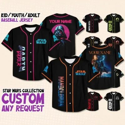 Custom Star Wars Disney Baseball Jersey Team, Collection Matching Baseball Outfit, Choose Style, Gift For Star Wars Fans, Disneyland Jersey
