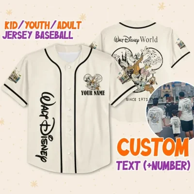 Personalize Disneyland Walt Disney World Since 1971 Custom Kids, Youth, Adult 3D Disney Baseball Jersey Outfits Cute Gifts For Fans Disney