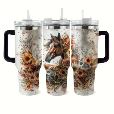 Horse Custom Stanley Quencher 40Oz Stainless Steel Tumbler With Handle