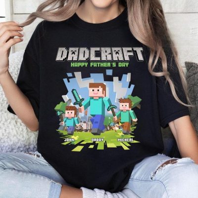 Personalized DadCraft T-shirt, A MineC Movie Shirt, Chicken Jockey Gaming, Happy Father's Day Gift, Trending Game Unisex Tee