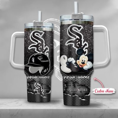 Mlb Chicago White Sox Mickey Mouse Custom Stanley Quencher 40Oz Stainless Steel Tumbler With Handle