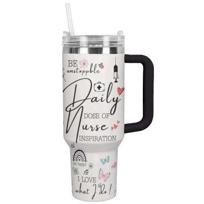 Nurse Custom Stanley Quencher 40Oz Stainless Steel Tumbler With Handle