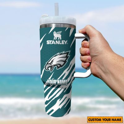 Philadelphia Eagles Nfl Custom Stanley Quencher 40Oz Stainless Steel Tumbler With Handle