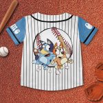 Personalize Disney Bluey Play Baseball, Bluey Birthday Party Shirt, Custom Kid Youth Adult Disney Jersey Bluey Jersey. Baseball Jersey. Gift For Disney Fans