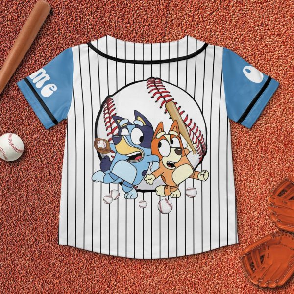 Personalize Disney Bluey Play Baseball, Bluey Birthday Party Shirt, Custom Kid Youth Adult Disney Jersey Bluey Jersey. Baseball Jersey. Gift For Disney Fans