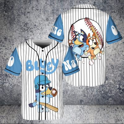 Personalize Disney Bluey Play Baseball, Bluey Birthday Party Shirt, Custom Kid Youth Adult Disney Jersey Bluey Jersey. Baseball Jersey. Gift For Disney Fans