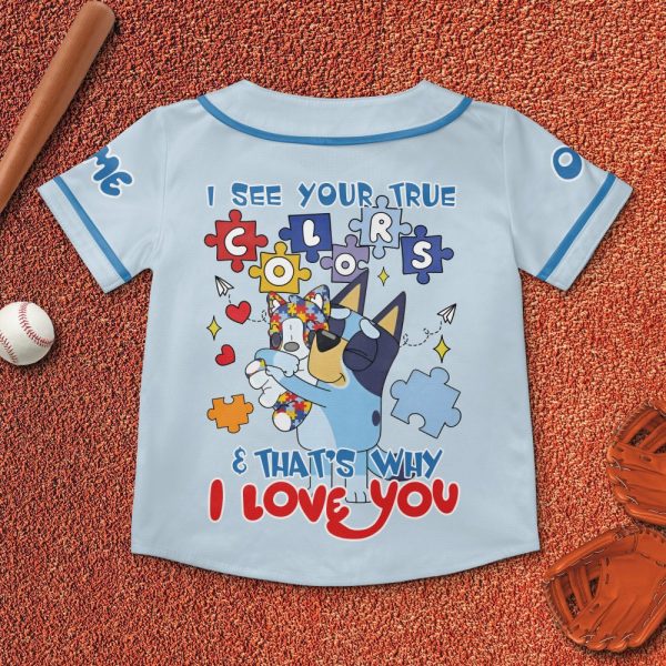 Custom Disney Bluey Play Baseball, Bluey Birthday Party Shirt, Custom Kid Youth Adult Disney Jersey Bluey Jersey, Baseball Jersey, Gift For Disney Fans