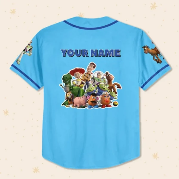 Personalize Disney Toy Story Blue, Custom Adult Kid Youth Toy Story Disney Baseball Jersey Team Baseball Team Outfit Toy Story Birthday Gift