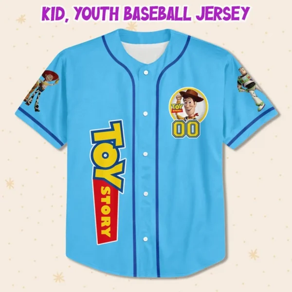 Personalize Disney Toy Story Blue, Custom Adult Kid Youth Toy Story Disney Baseball Jersey Team Baseball Team Outfit Toy Story Birthday Gift