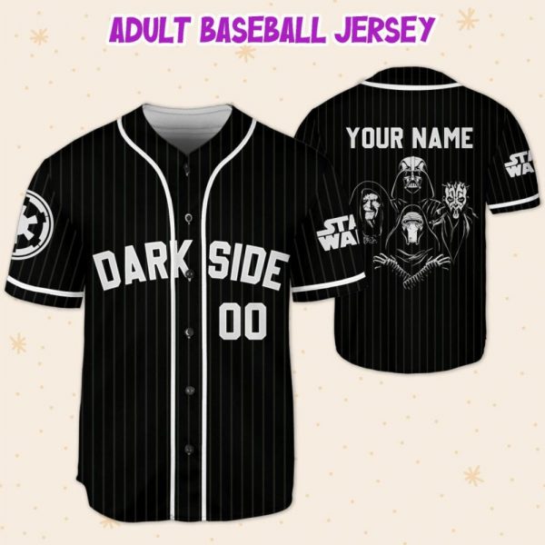 Personalize Disney Star Wars Dark Side Black Striped, Custom Name Kid Adult Matching Baseball Jersey Gift For Star Wars Fans Baseball Outfit