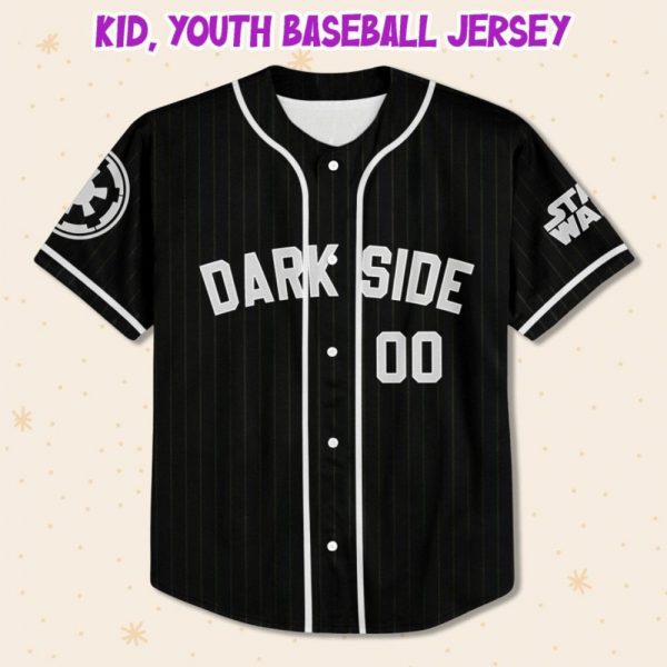 Personalize Disney Star Wars Dark Side Black Striped, Custom Name Kid Adult Matching Baseball Jersey Gift For Star Wars Fans Baseball Outfit