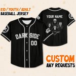 Personalize Disney Star Wars Dark Side Black Striped, Custom Name Kid Adult Matching Baseball Jersey Gift For Star Wars Fans Baseball Outfit