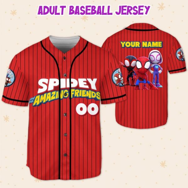 Personalize Spidey And His Amazing Friends Funny, Custom Spider Verse Baseball Jersey Team, Disney Baseball Team Outfit