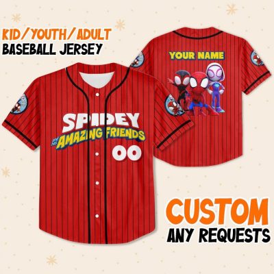 Personalize Spidey And His Amazing Friends Funny, Custom Spider Verse Baseball Jersey Team, Disney Baseball Team Outfit