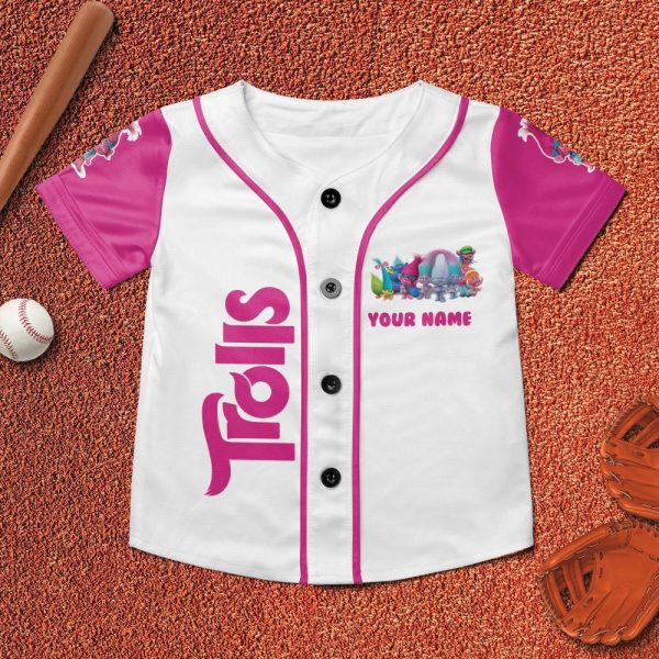 Custom Disney Troll Princess Poppy Baseball, Custom Kids Youth Adult Disney Baseball Jersey Sports Outfits Cute Gifts For Fan Disney