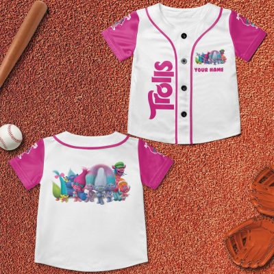 Custom Disney Troll Princess Poppy Baseball, Custom Kids Youth Adult Disney Baseball Jersey Sports Outfits Cute Gifts For Fan Disney