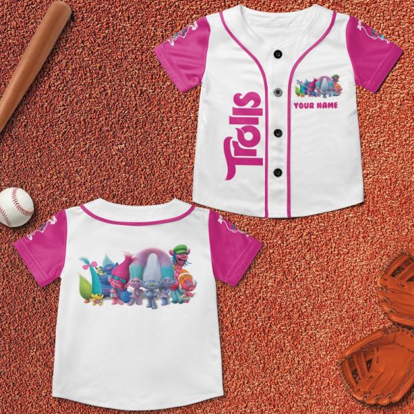 Custom Disney Troll Princess Poppy Baseball, Custom Kids Youth Adult Disney Baseball Jersey Sports Outfits Cute Gifts For Fan Disney