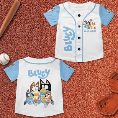 Personalized Name Disney Bluey Baseball, Custom Kids Youth Adult Disney Baseball Jersey Sports Outfits Cute Gifts For Fan Disney