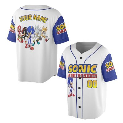 Custom Sonic The Hedgehog Baseball, Custom Kids Youth Adult Disney Baseball Jersey Sports Outfits Cute Gifts For Fan Disney