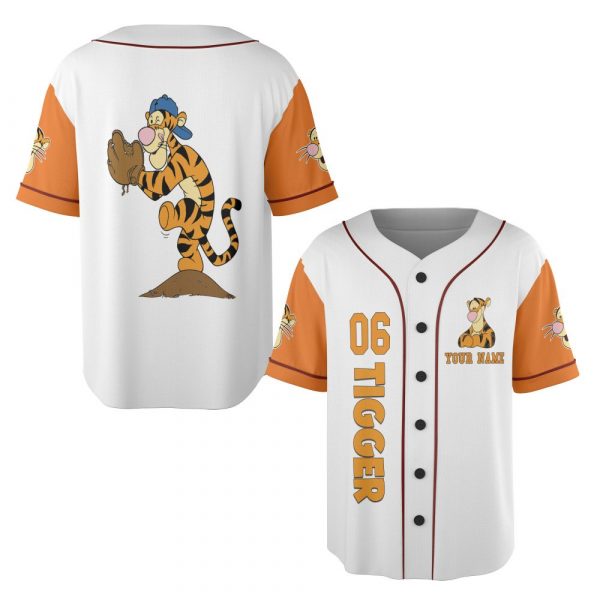 Summer New Disney Tigger Family Vacation Baseball Jacket Disney Custom Casual Baseball Jacket Oversize Street Men'S And Women'S Jersey