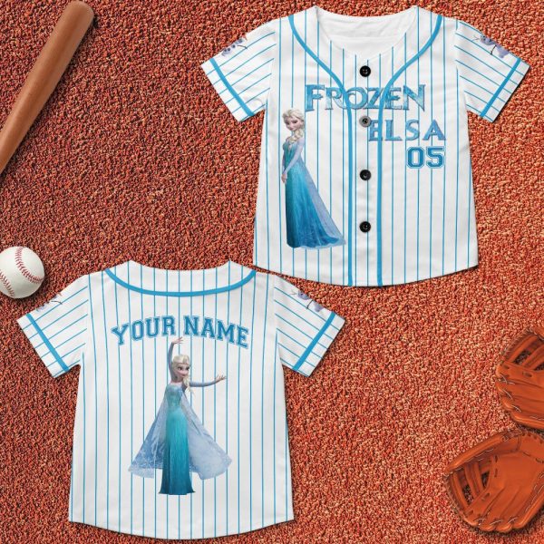 Custom Disney Princess Elsa Game Day Baseball Jersey, Disney Frozen Elsa Baseball, Custom Kid Youth Adult Disney Vintage Baseball Jersey Disneyworld Gift For Fans