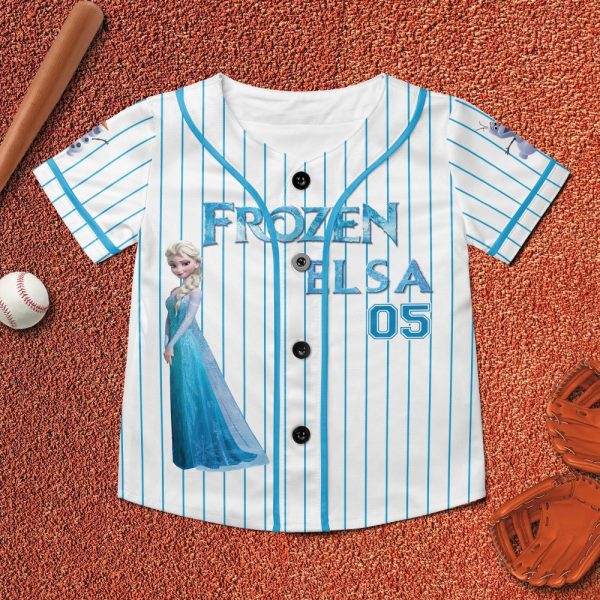 Custom Disney Princess Elsa Game Day Baseball Jersey, Disney Frozen Elsa Baseball, Custom Kid Youth Adult Disney Vintage Baseball Jersey Disneyworld Gift For Fans