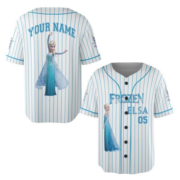 Custom Disney Princess Elsa Game Day Baseball Jersey, Disney Frozen Elsa Baseball, Custom Kid Youth Adult Disney Vintage Baseball Jersey Disneyworld Gift For Fans