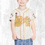 Custom Disney Princess Belle Beauty And The Beast Jersey, Disney Baseball Jersey Sports Outfits Cute Gifts For Fans Disney