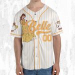Custom Disney Princess Belle Beauty And The Beast Jersey, Disney Baseball Jersey Sports Outfits Cute Gifts For Fans Disney