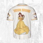 Custom Disney Princess Belle Beauty And The Beast Jersey, Disney Baseball Jersey Sports Outfits Cute Gifts For Fans Disney
