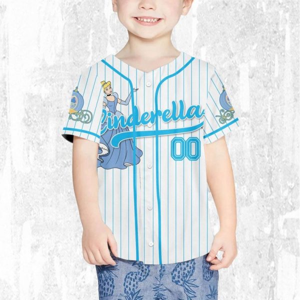 Custom Disney Princess Cinderella Jersey, Disney Baseball Jersey Sports Outfits Cute Gifts For Fans Disney
