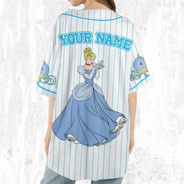 Custom Disney Princess Cinderella Jersey, Disney Baseball Jersey Sports Outfits Cute Gifts For Fans Disney