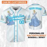 Custom Disney Princess Cinderella Jersey, Disney Baseball Jersey Sports Outfits Cute Gifts For Fans Disney