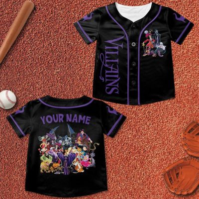 Custom Villains Baseball Jersey, Maleficent Horror Characters Baseball Jersey Team, Birthday Gift For Kids, Cartoon Family Party Shirt