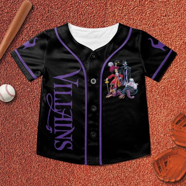 Custom Villains Baseball Jersey, Maleficent Horror Characters Baseball Jersey Team, Birthday Gift For Kids, Cartoon Family Party Shirt