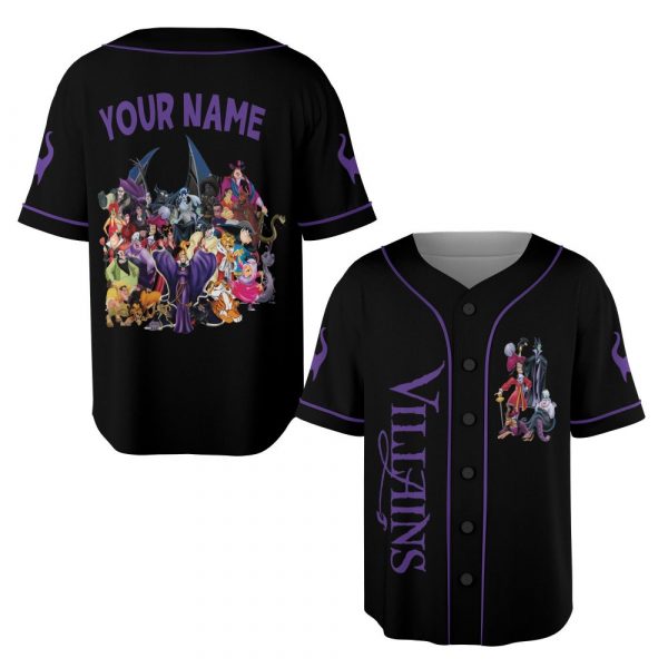 Custom Villains Baseball Jersey, Maleficent Horror Characters Baseball Jersey Team, Birthday Gift For Kids, Cartoon Family Party Shirt