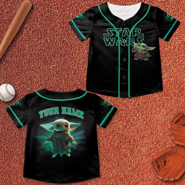 Baby Yoda Baseball Jersey, Baby Yoda Jersey, Personalized Jersey, Baby Yoda Shirt, Baby Yoda Gift, Star Wars Shirt, Star Wars Jersey