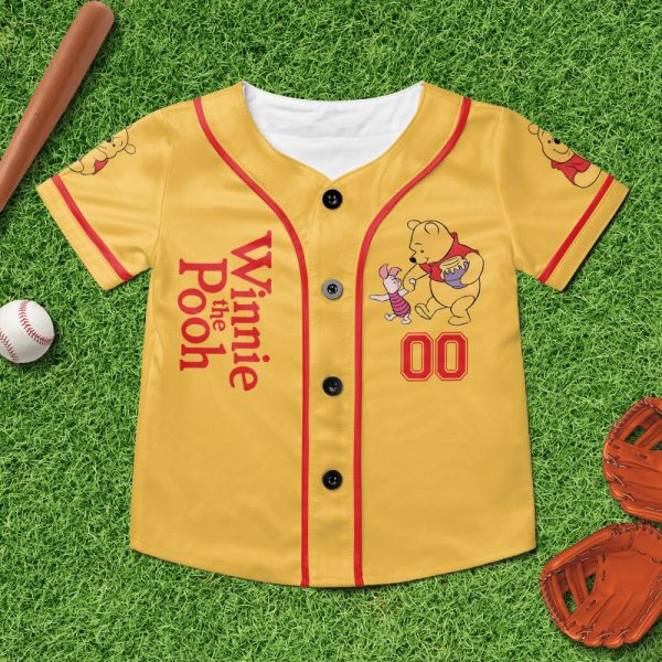 Personalize Winnie The Pooh Very Happy Custom Kids, Youth, Adult 3D Disney Baseball Jersey Outfits Cute Gift For Fans Disney