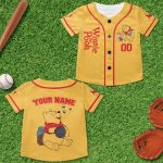 Personalize Winnie The Pooh Very Happy Custom Kids, Youth, Adult 3D Disney Baseball Jersey Outfits Cute Gift For Fans Disney