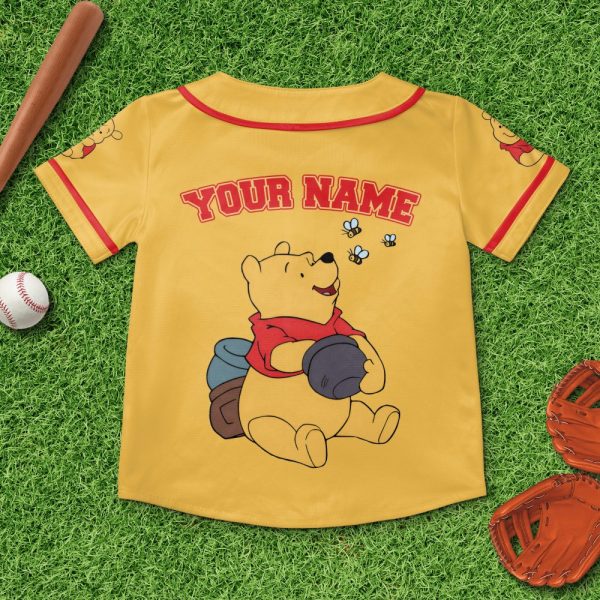 Personalize Winnie The Pooh Very Happy Custom Kids, Youth, Adult 3D Disney Baseball Jersey Outfits Cute Gift For Fans Disney