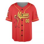 Personalize Mulan Red Yellow, Adult Disney Baseball Jersey Sports Outfits Cute Gifts For Fans Disney